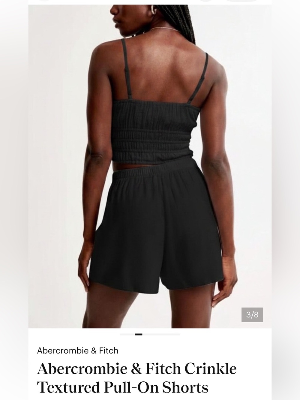 Abercrombie & Fitch Crinkle Texture Pull-on Shorts - Large - Black